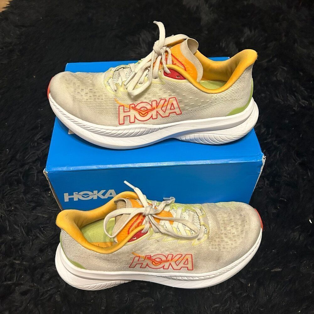 Hoka Mach multicolored athletic training running lace up shoes sneakers sz 7.5